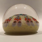 Vintage Strathearn Art Glass Paperweight 8 Spoke Millefiori Latticino on Yellow