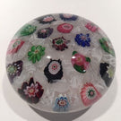 Rare Antique Clichy Art Glass Paperweight Chequered Complex Millefiori W/ Rose