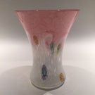 Large Perthshire Art Glass Paperweight Style Millefiori Pink & White Flower Vase