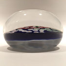 Antique Clichy Art Glass Paperweight Complex Millefiori Garland On Blue Ground