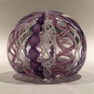 Vintage Signed Murano Art Glass Paperweight Purple & White Crown