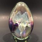 Signed Roger Vines MSH Ash Art Glass Paperweight Purple Iridescent Egg