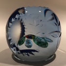 Vintage Murano Art Glass Paperweight Millefiori Blue Flash Fancy Cut Faceting