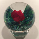 Rare Vintage Joe Zimmerman Art Glass Paperweight Footed Crimp Red Rose