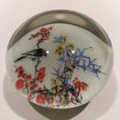 Early Chinese White Ground Art Glass Paperweight Handprint Bird In A Tree