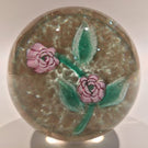 Vintage Murano Art Glass Paperweight Lampworked Rose Millefiori On Aventurine
