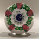 Miniature Clichy Art Glass Paperweight a Concentric Millefiori With Rose Canes