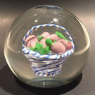 Vintage Murano Art Glass Paperweight Encased Latticino Basket Of Eggplants