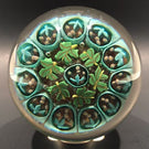 Vintage Murano Art Glass Paperweight Complex Leaf & Flower Silhouette Millefiori