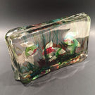 Huge Vintage Murano Cenedese Art Glass Paperweight Fish Aquarium Block Sculpture