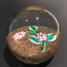 Vintage Murano Art Glass Paperweight Lampworked Rose Millefiori On Aventurine