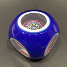 Murano Faceted Double Overlay Concentric Millefiori Art Glass Paperweight