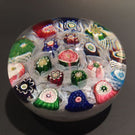 Rare Antique Clichy Art Glass Paperweight Chequered Complex Millefiori W/ Rose
