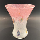 Large Perthshire Art Glass Paperweight Style Millefiori Pink & White Flower Vase
