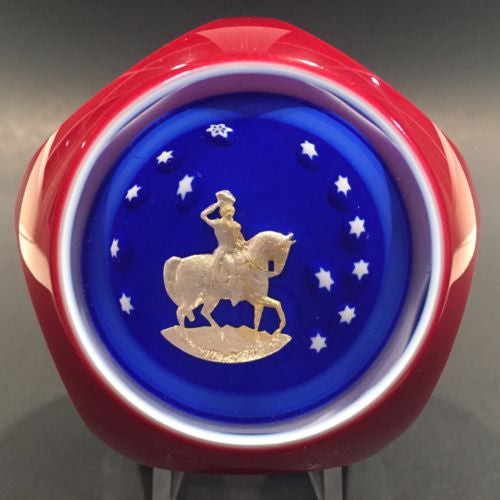 Saint Louis George Washington Art Glass Paperweight 24K Gold Medal Inclusion