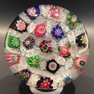 Rare Antique Clichy Art Glass Paperweight Chequered Complex Millefiori W/ Rose