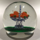 Vintage Murano Art Glass Paperweight Encased Latticino Basket Of Carrots