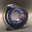 Signed Paul Harrie Art Glass Paperweight Faceted Concentric Rings Disk Sculpture