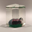 Early Chinese Faceted Art Glass Paperweight Sulphide Painted Duck