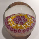 Vintage Murano Art Glass Paperweight Concentric Millefiori On White