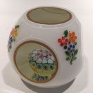 Vintage Murano Art Glass Paperweight Millefiori Overlay Enamel Painted Flowers