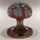 Vintage Strathearn Art Glass Paperweight Doorknob Twists & Millefiori On Orange
