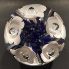 Vintage American Studio Art Glass Paperweight White Trumpet Flowers