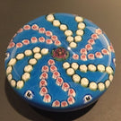 Early Parabelle Art Glass Paperweight Rose Cane Millefiori Garland Blue Ground