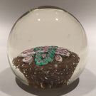 Vintage Murano Art Glass Paperweight Complex Millefiori Garland on Aventurine