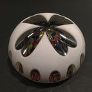 Unusual Bohemian Art Glass Paperweight Fancy Cut White Overlay Multicolor Bubble