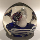 Antique Bohemian Art Glass Paperweight Sulphide Lion With Ice Pick Trumpets
