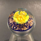 Handmade Al Janelle Art Glass Marble Lampworked Yellow Flower Marble