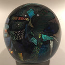 Huge Bruce Freund Art Glass Paperweight Encased Geometric Dichroic Design