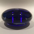 Signed John Cook American Studio Art Glass Paperweight Blue Dichroic Disk