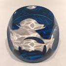 Vintage Cristal D’Albert Faceted Art Glass Paperweight Gustaf VI Adolf Sulphide