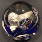 Antique Bohemian Art Glass Paperweight Sulphide Lion With Ice Pick Trumpets