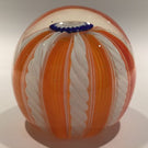 Vintage Fratelli Toso Murano Art Glass Paperweight Millefiori Orange White Crown