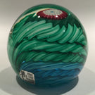 Vintage Fratelli Toso Murano Art Glass Paperweight Blue & Green Crown