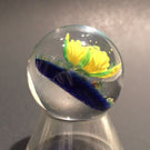 Handmade Al Janelle Art Glass Marble Lampworked Yellow Flower Marble