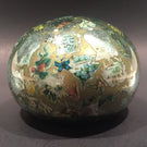 Antique English Green Bottle Glass Paperweight Whimsy Reverse Decoupage