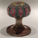Vintage Strathearn Art Glass Paperweight Doorknob Twists & Millefiori On Green