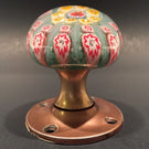 Vintage Strathearn Art Glass Paperweight Doorknob Twists & Millefiori On Green