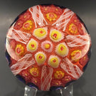Vintage Strathearn Art Glass Paperweight Doorknob Twists & Millefiori On Orange