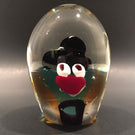 Vintage Murano Art Glass Paperweight Unusual Encased Clown Bust