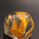 Signed Modern American Studio Art Glass Paperweight Orange Bubble Design