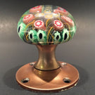 Vintage Strathearn Art Glass Paperweight Doorknob Twists & Millefiori On Black