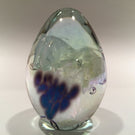 Signed Roger Vines MSH Ash Art Glass Paperweight Purple Iridescent Egg