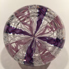 Vintage Signed Murano Art Glass Paperweight Purple & White Crown