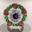 Miniature Clichy Art Glass Paperweight a Concentric Millefiori With Rose Canes