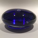 Signed John Cook American Studio Art Glass Paperweight Blue Dichroic Disk